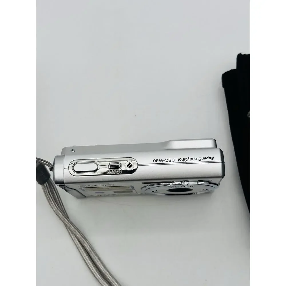 Sony Cyber-shot DSC-W80 Digital Camera Silver 7.2MP Tested Works W/ Charger
